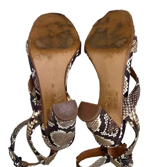Madewell The Liv Asymmetrical Ankle Strap Snake Embossed Leather Sandals size 6 - Picture 10 of 13